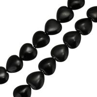Fekete Obsidian Gyöngyök, Obszidián, Szív, fekete, 16x16x7mm, Lyuk:Kb 1mm, Naponta eladott Kb 15.5 inch Strand