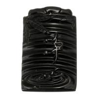 Pendentif obsidienne noire, gravé, noire, 32x50x12mm, Trou:Environ 1.5mm, Vendu par PC