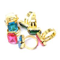 Zinklegering ringen, Zinc Alloy, met Hars, Verstelbare & voor vrouw, gemengde kleuren, 200x200x30mm, Gat:Ca 1mm, 100pC's/Bag, Verkocht door Bag