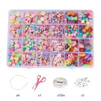 Børn DIY snor perler sæt, Akryl, med Crystal Tråd & Jern, blandede farver, Solgt af sæt