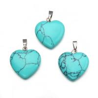 Gemstone Pendants Jewelry Natural Stone Heart mixed colors Sold By PC