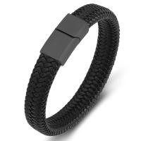 PU Leather Bracelet stainless steel magnetic clasp braided bracelet & for man Sold By PC
