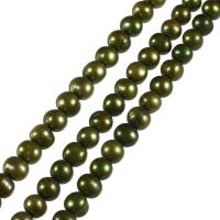 Brambor pěstované sladkovodní perle, Sladkovodní Pearl, zelený, 9-10mm, Otvor:Cca 0.8mm, Prodáno za Cca 15 inch Strand