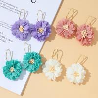 Zinc Alloy Drop Earrings with Cloth fashion jewelry & for woman Sold By Pair