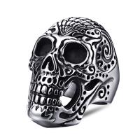 Stainless Steel Finger Ring Skull & blacken Sold By PC