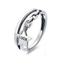925 Sterling Silver Open Finger Ring Adjustable & for woman silver color 7mm Sold By PC