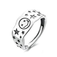 925 Sterling Silver Open Finger Ring Adjustable & for woman silver color 9mm Sold By PC