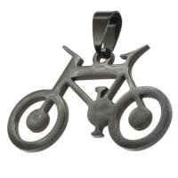 Bijoux pendentifs en acier inoxydable , vélo, noire, 24x38x1mm, Vendu par PC