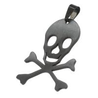 Přívěsky lebka z nerezové oceli, Nerez, Halloween Šperky dárek, černý, 40x30x1mm, Prodáno By PC