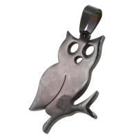 Stainless Steel Animal Pendants Owl black Sold By PC