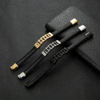 Bracelet cordon en cuir, avec Acier inoxydable 316, Placage, bracelet tressé & unisexe, plus de couleurs à choisir, 210x12mm, Vendu par PC