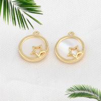 Brass Jewelry Pendants with White Shell Round real gold plated white nickel lead & cadmium free Sold By PC