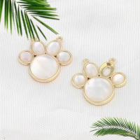 Brass Jewelry Pendants with White Shell Claw real gold plated double-hole white nickel lead & cadmium free Sold By PC