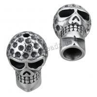 Stainless Steel Leather Band Clasp Findings Skull blacken 1mm Approx 1.8mm 4mm Sold By Lot