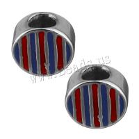 Stainless Steel Large Hole Beads Flat Round enamel original color Approx 5mm Sold By Lot
