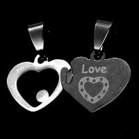 Stainless Steel Couple Pendants Heart original color Sold By PC