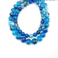Natural Dragon Veins Agate Beads Round polished DIY blue Sold Per 14.96 Inch Strand