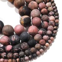 Black Stripes Rhodochrosite Stone Beads Round polished Natural & DIY & frosted Sold Per 14.96 Inch Strand