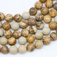 Picture jaspis perler, Picture Jasper, Runde, poleret, Naturligt & du kan DIY & forskellig størrelse for valg, Solgt Per 14.96 inch Strand