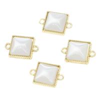 Zinc Alloy Connector with Pearl Shell Square golden Sold By PC