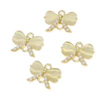 Zinc Alloy Bowknot pendentifs, alliage de zinc, avec perle & Nacre perles, Noeud papillon, doré, 10x14x3mm, Vendu par PC