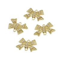 Connecteur d'alliage de Zinc bowknot, avec perle, Noeud papillon, DIY, doré, 14x22x3mm, Vendu par PC