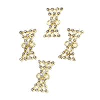 Bowknot Tibetan Style Connector, with pearl, with rhinestone, golden, 17x19x2mm, Sold By PC