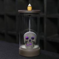 Backflow Incense Burner Purple Clay Skull plated for home and office & durable & with LED light Sold By PC