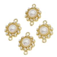 Tibetan Style Connector, with pearl, Round, golden, 21x15x6mm, Sold By PC