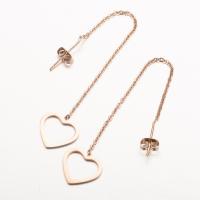 Stainless Steel Thread Through Earrings Heart plated fashion jewelry & for woman Sold By Pair