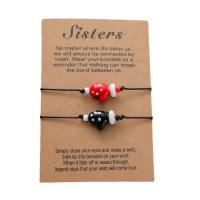 Fashion Create Wax Cord Bracelets Lampwork with Waxed Cotton Cord & Brass 2 pieces & for woman Length Approx 6.3-12.6 Inch Sold By Set
