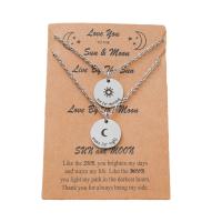Couple Necklace Stainless Steel with 2.75inch extender chain Flat Round 2 pieces & oval chain & for couple original color 20mm Length Approx 18.1 Inch Sold By Set