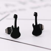 Stainless Steel Stud Earrings Guitar plated fashion jewelry & for woman Sold By Pair