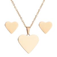 Fashion Stainless Steel Jewelry Sets Stud Earring & necklace Heart plated 2 pieces & fashion jewelry & for woman Sold By Set