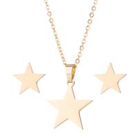 Fashion Stainless Steel Jewelry Sets Stud Earring & necklace Star plated fashion jewelry & for woman Sold By Pair