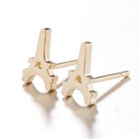 Stainless Steel Stud Earrings Eiffel Tower plated fashion jewelry & for woman Sold By Pair