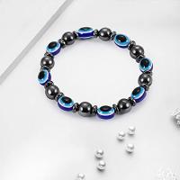 Evil Eye smykker armbånd, Hæmatit, forgyldt, Unisex, flere farver til valg, 9.90x7.11mm, Solgt Per Ca. 7.5 inch Strand
