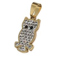 Stainless Steel Pendants Owl with rhinestone Sold By PC