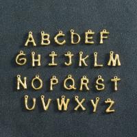 Colgantes de letras de acero inoxidable, Carta del alfabeto, chapado, dorado, 15x10-16mm, Vendido por UD
