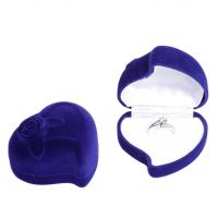 القطيفة خاتم صندوق, ملابس مخملية, مع البلاستيك, قلب, أنماط مختلفة للاختيار, 60x60x40mm, تباع بواسطة PC