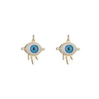 Brass Jewelry Pendants with Plastic Evil Eye 14K gold plated micro pave cubic zirconia Sold By Lot