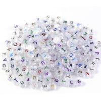 Koraliki akrylowe alfabet, Akryl, Koło, DIY, przejrzysty, 9.50x4.50mm, 100komputery/torba, sprzedane przez torba