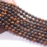 Tiger Eye pärlor, Rund, DIY, blandade färger, Såld Per 38 cm Strand