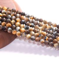 Tiger Eye Beads, Runde, du kan DIY, blandede farver, Solgt Per Ca. 38 cm Strand