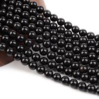 Perline nero ossidiana, Obsidian, Cerchio, lucido, DIY, nero, Venduto per 38 cm filo