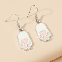 Zinc Alloy Drop Earrings Foot plated fashion jewelry & for woman & enamel white Sold By Pair