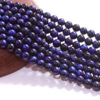 Hawk-eye Stone Perla, Krug, uglađen, možete DIY, plav, Prodano Per 38 cm Strand