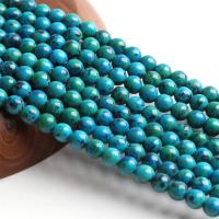 Chrysocolla Perla, Krug, uglađen, možete DIY, plav, Prodano Per 38 cm Strand