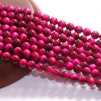 Tiger Eye Beads, Runde, poleret, du kan DIY, rose camouflage, Solgt Per 38 cm Strand
