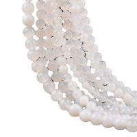 Naturlig hvid agat perler, Runde, poleret, du kan DIY, hvid, Solgt Per 38 cm Strand